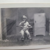 Creepy Photograph Child Tricycle Black White Gray Blurry Horror 1950s 1960s