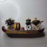 Japanese Hawaii Tourism Wooden Trinket Knick Knack Boat  Dancing Music Souvenirs