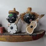 Japanese Hawaii Tourism Wooden Trinket Knick Knack Boat  Dancing Music Souvenirs