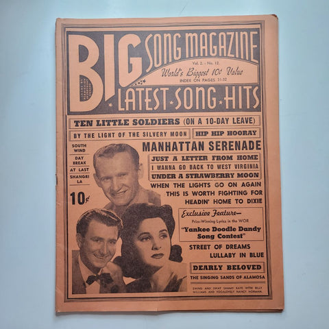 Big Song Magazine December 1942 Lyrics Guide Musicians Stars Billboard Hits Ads