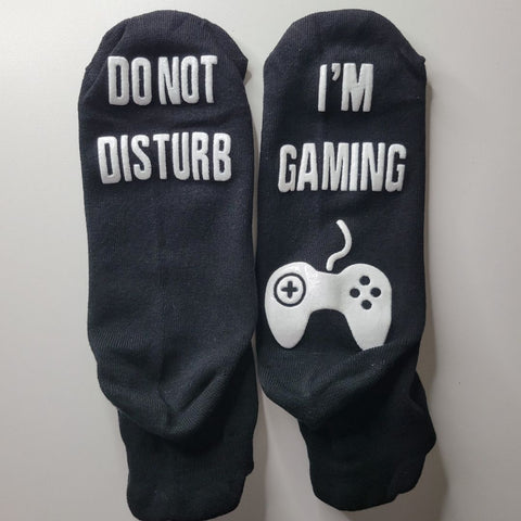 Do Not Disturb Gaming Socks Black White Grippy Boys Youth Men Short Ankle