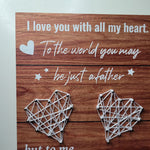 Nail String Art Picture Frame Father Heart Love World 4 x 6 Photo