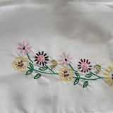 Vintage Embroidered Pillowcases Set of Two Handmade 20x28 Floral Flowers White