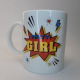 Pretty Girl Mug Comic Graphic Style Design White Coffee Cup Gift Wife Girfriend