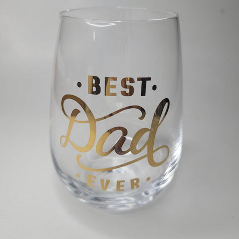 Best Dad Ever Stemless Wine Glass Whiskey Bourbon Fathers Day Gift Present