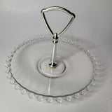 Vintage Glass Serving Tray with Handle Clear 7 Inch Diameter 5 Tall