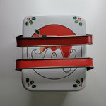 Santa Christmas Tin with Lid Handles Red White