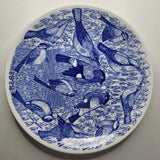 Gustavberg Jultallrik 1972 Bird Plate Benporslin B555 Blue White Artwork Sven J