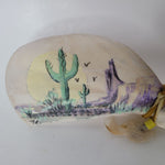 Bone Art Painted Feather Native N Clare 1995 Desert Cactus Feathers Home Decor