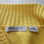 Liz Claiborne Yellow Blue Knit Pullover Sweater Long Sleeve Zip Top Womens 3X