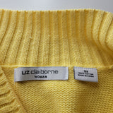 Liz Claiborne Yellow Blue Knit Pullover Sweater Long Sleeve Zip Top Womens 3X