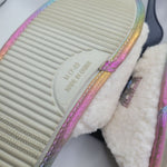 Slippers Merry Bright Sherpa Memory Foam Pink Rainbow Womens M 7 8 New Slide