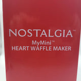 Nostalgia MyMini Heart Waffle Maker Non Stick Compact Red Breakfast Valentine