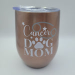 Dog Mom Cancer Wine Tumbler Short Rose Gold Shiny Astrology Sign Stars Paws