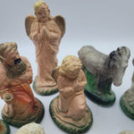 Vtg Chalkware Nativity Set 12 Pieces Sheep Donkey Baby Jesus Christianity