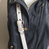Sophia Caperelli Large Crossbody Shoulder Bag Blue White Pockets Magnet Purse