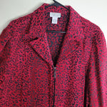 Molly and Maxx Red Cheetah Blazer Jacker Zipper Womens 2X Rayon Polyester Blend