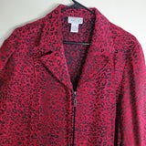 Molly and Maxx Red Cheetah Blazer Jacker Zipper Womens 2X Rayon Polyester Blend
