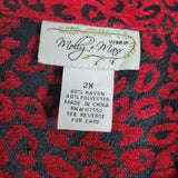 Molly and Maxx Red Cheetah Blazer Jacker Zipper Womens 2X Rayon Polyester Blend