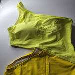 Yellow One Shoulder Swimsuit Block Colors Cutout Side Womens Medium Neon Bright