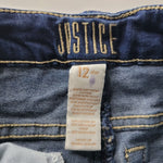 Justice Jean Shorts Girls Size 12 Denim Rolled Distressed Cuffs