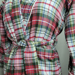 Lands End Flannel Robe Red Green Plaid Womens Medium 10 12 Warm Cozy