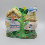 Easter Bunny House Eggs Mushrooms Rabbits Hopping Colorful Light Up