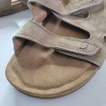 Cobbie Cuddlers Sandals Adjustable Strap Short Wedge Brown Suade Womens 9