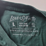 Love in Faith Affirmation Tee Shirt Inspiring Uplifting Words Green Womens Large