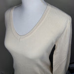 Ophelia Roe Sweater V Neck Bish Sleeve Yellow Ribbed Pullover Soft Womens Small