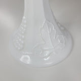 White Milk Glass Pedestal Grape Leaf Design Candy Dish Lid 10 Inch Tall Large