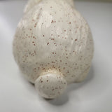 Ceramic Bunny Rabbit Glazed Holland Lop Ear Cream Speckled Eyelash 7 Inches Long