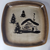 Woodland Home Studio Plate Cabin  Tree Lodge Brown 9 Inch Square Rustic Glaze