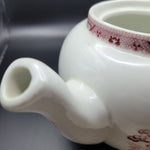 Town Sterling China Teapot Made In The USA Decor Red White No Lid Vintage