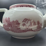 Town Sterling China Teapot Made In The USA Decor Red White No Lid Vintage