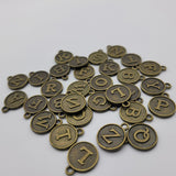 Round Alphabet Charms Bronze Pendants Necklace Bracelet Jewelry Making 30 Pieces