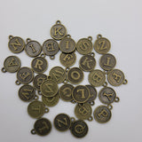 Round Alphabet Charms Bronze Pendants Necklace Bracelet Jewelry Making 30 Pieces