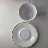Corelle by Corning Teacup Saucer Strawberry Sundae Flower Set White Green Glass