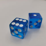 Blue Clear Dice Pair White Set Monopoly Disney Replacement Game Pieces Toy Fun
