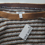 Nine West Striped Sweater Soft Womens Large Brown Blue Knit