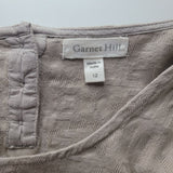 Garnett Hill Dress Tan Midi Womens Size 12 Embossed Tie Sleeves