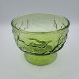 Anchor Hocking Lido Milano Avocado Green Foot Sherbet Dessert Bowl Dish Vintage