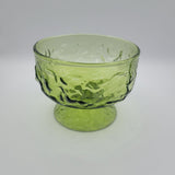 Anchor Hocking Lido Milano Avocado Green Foot Sherbet Dessert Bowl Dish Vintage