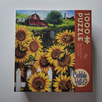 Cobble Hill Sunflower Puzzle Country Paradise Tom Wood Bord Barn Garden Amish