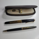 Pelikan Fountain Pen Tortoise Brown Stripe Case Mechanical Pencil Zip Vintage