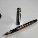 Pelikan Fountain Pen Tortoise Brown Stripe Case Mechanical Pencil Zip Vintage