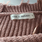 Moon & Madison Sweater Knit Cropped Cardigan Pink Blush Buttons Womens Medium