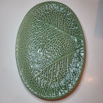Ikea Platter Lettuce Cabbage Leaf Green 14.5 Inch Oval Textured Serving Plate