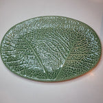 Ikea Platter Lettuce Cabbage Leaf Green 14.5 Inch Oval Textured Serving Plate