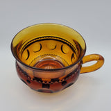 Indiana Amber Kings Glass Coffee Tea Cups Crown Thumbprint Short Handle Snack